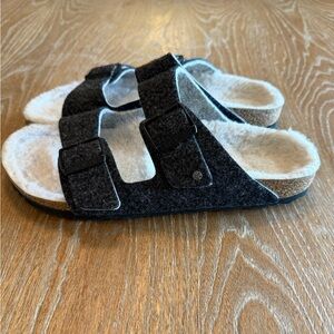 BIRKENSTOCK Arizona Wool Felt Shearling Lined Footbed Sandals Size 41 (10)